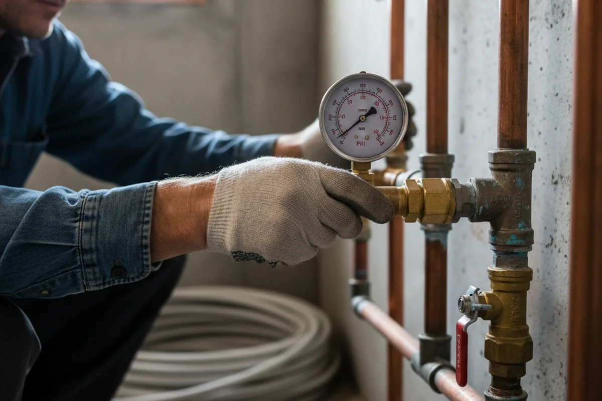 Pressure testing a repaired line during Water Line Repair in Somers